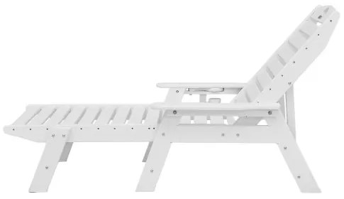 VEVOR Chaise Lounge Chair, 181 kg Weight Capacity, 6 Positions Adjustable Patio Lounge Chair, Outdoor HDPE Lounge Chair with Backrest & Cup Holder, for Pool Poolside Deck Backyard Lawn, White