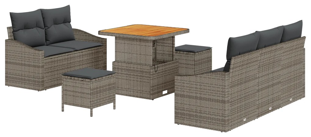 vidaXL Σετ Καναπέ Κήπου με μαξιλάρι 8 pcs Γκρι 80 x 80 x 71 cm