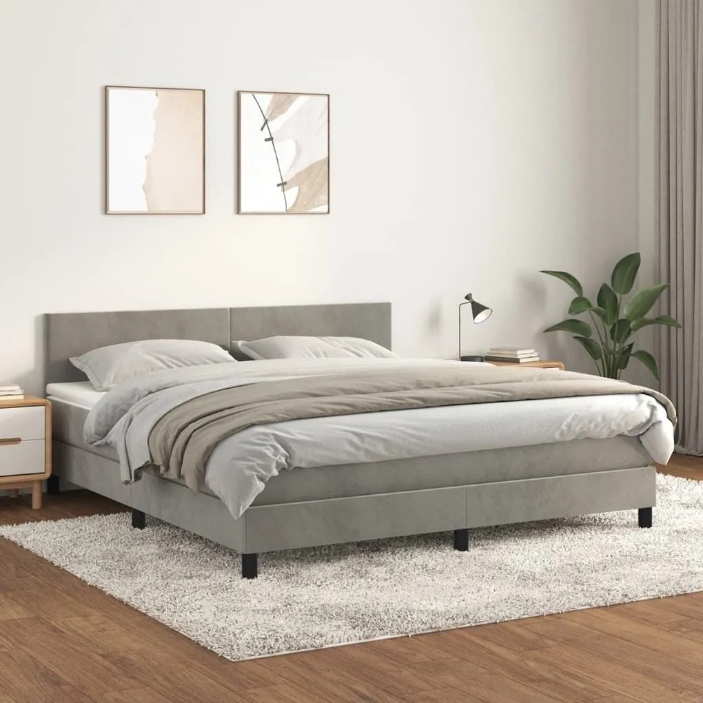 ΚΡΕΒΑΤΙ BOXSPRING ΜΕ ΣΤΡΩΜΑ ΑΝΟΙΧΤΟ ΓΚΡΙ 180X200 ΕΚ. ΒΕΛΟΥΔΙΝΟ 3141197