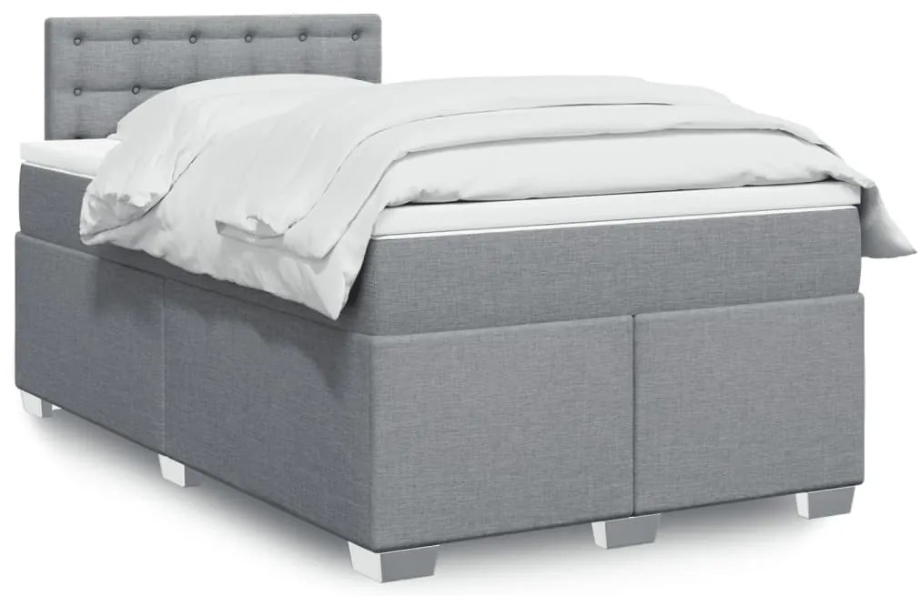 vidaXL Κρεβάτι Boxspring με Στρώμα Ανοιχτό Γκρι 120x190 εκ. Υφασμάτινο