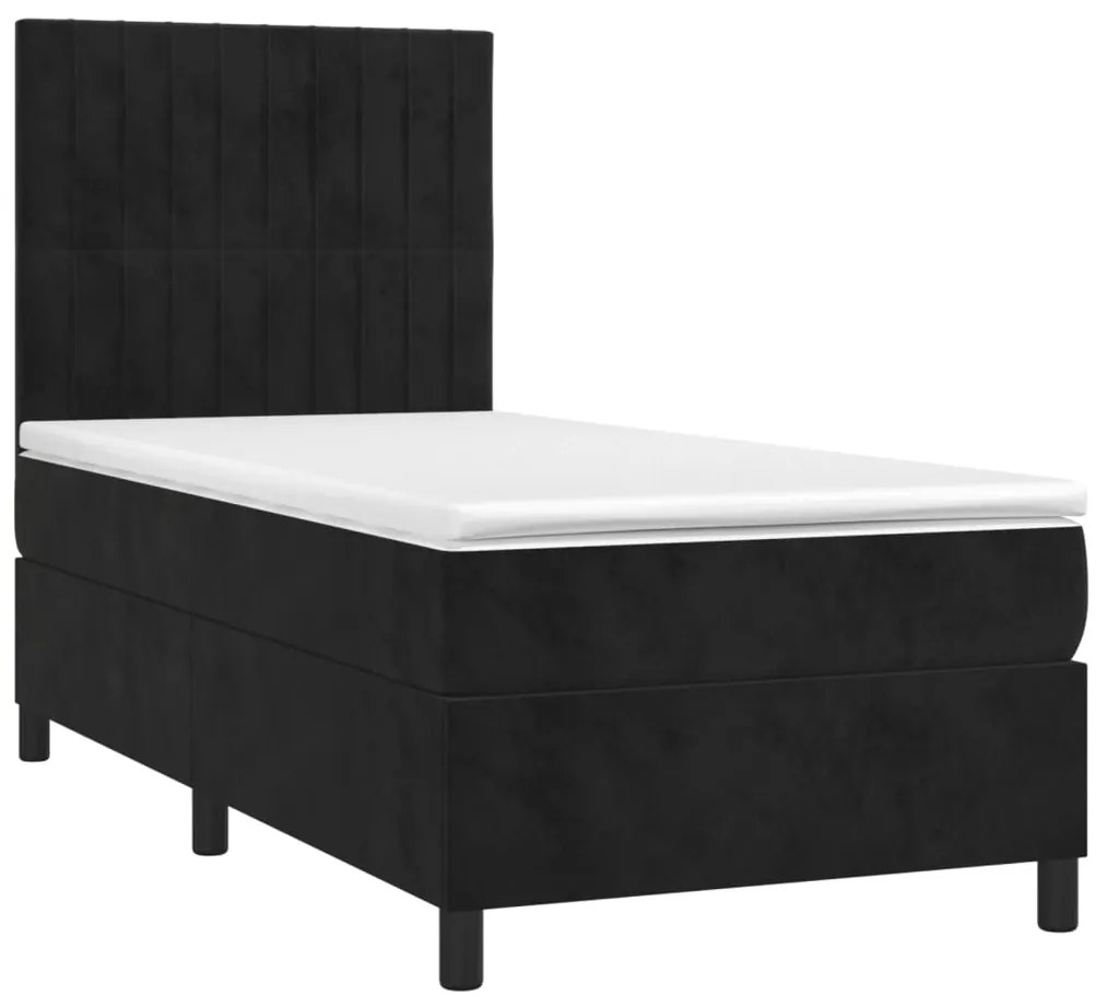 ΚΡΕΒΑΤΙ BOXSPRING ΜΕ ΣΤΡΩΜΑ &amp; LED ΜΑΥΡΟ 90X190 ΕΚ. ΒΕΛΟΥΔΙΝΟ 3136217