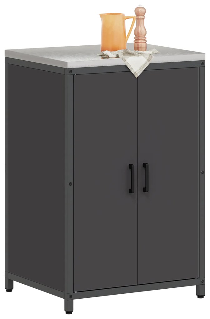 vidaXL Ντουλάπα Αποθήκευσης Κουζίνας Μαύρο 60 x 50 x 92 εκ. Ατσάλι