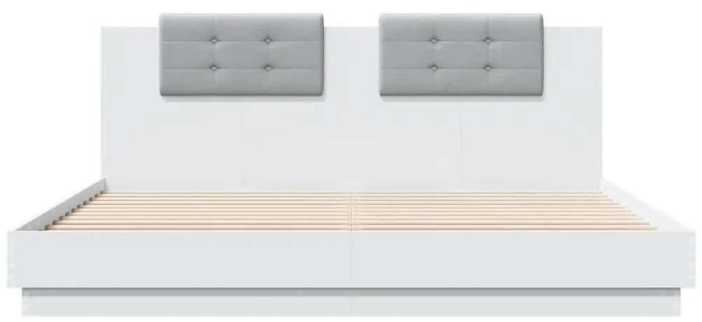 Πλαίσιο Κρεβατιού με Κεφαλάρι και LED Λευκό 160 x 200 εκ. - Λευκό