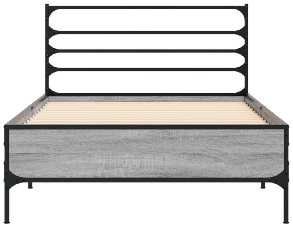 vidaXL Πλαίσιο Κρεβατιού Γκρι Sonoma 90x200 εκ. Επεξ. Ξύλο &amp; Μέταλλο