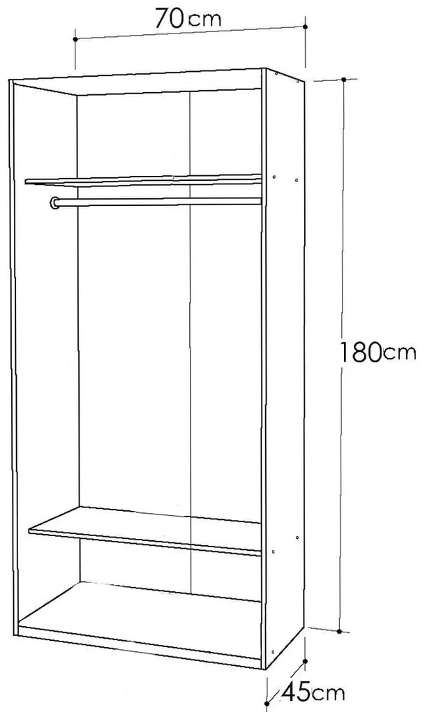 Δίφυλλη Ντουλάπα Ρούχων KENDALL Wenge 70x45x180