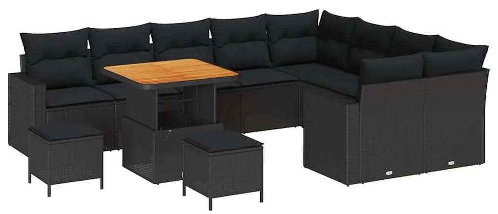 vidaXL Σετ Καναπέ Κήπου 12 pcs Μαύρο συνθετικό ρατάν