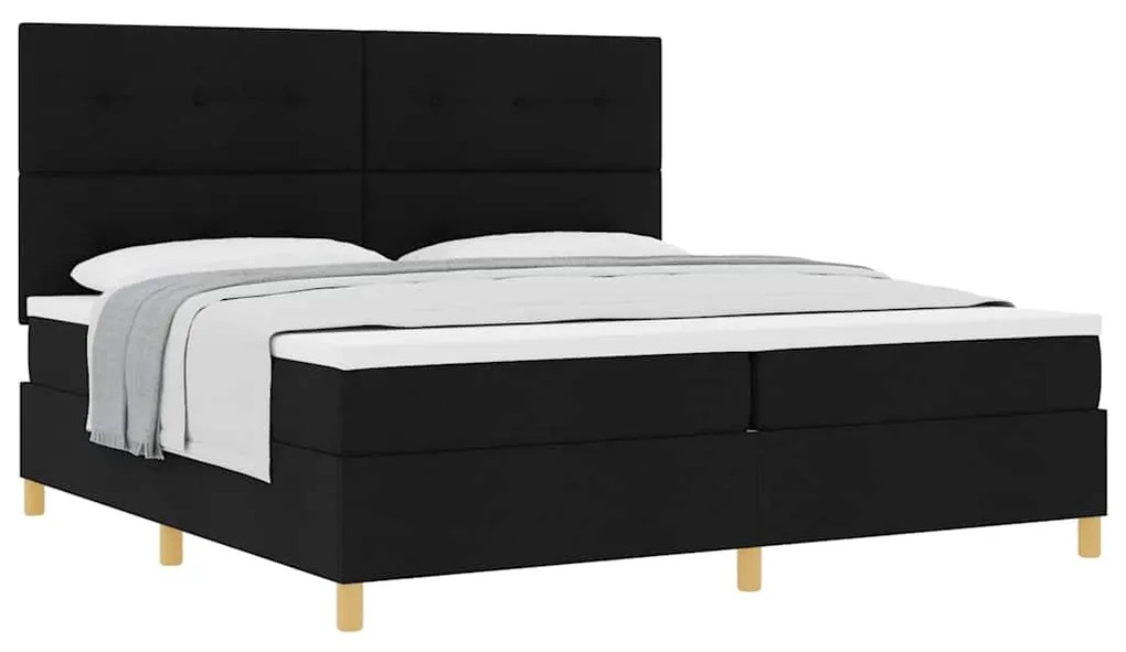 vidaXL Κρεβάτι με ελατήρια με στρώμα Μαύρο 200 x 200 cm ύφασμα