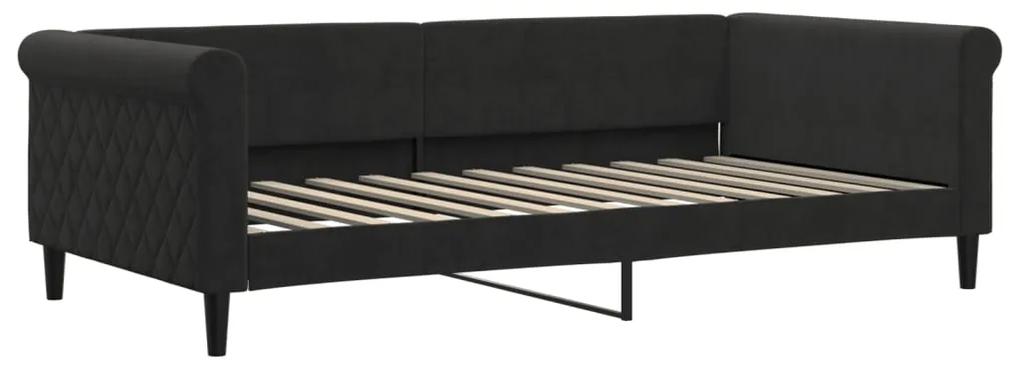 vidaXL Καναπές Κρεβάτι με Στρώμα μαύρο 100 x 200 εκ. Βελούδινος