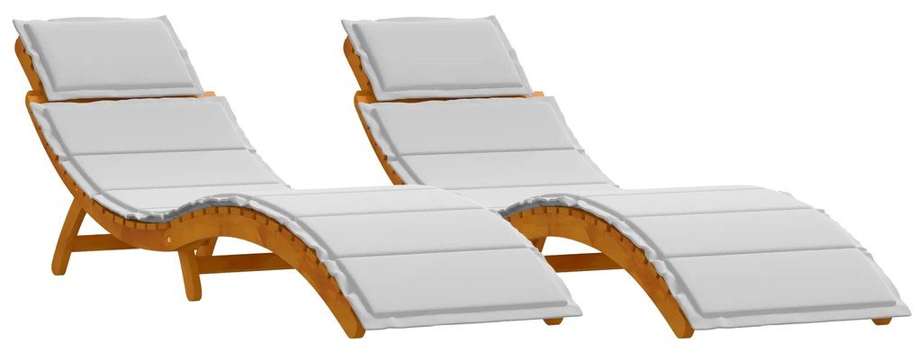 vidaXL Ξαπλώστρα με μαξιλάρι 2 pcs Ανοιχτό γκρι 184 x 55 x 64 εκ