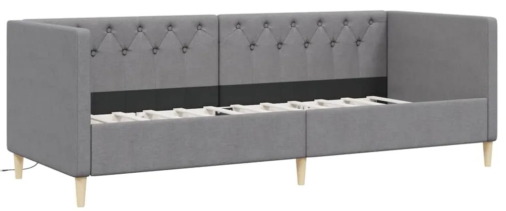 vidaXL Καναπές Κρεβάτι με Έξοδο USB Ανοιχτό Γκρι 90x200εκ. Υφασμάτινος