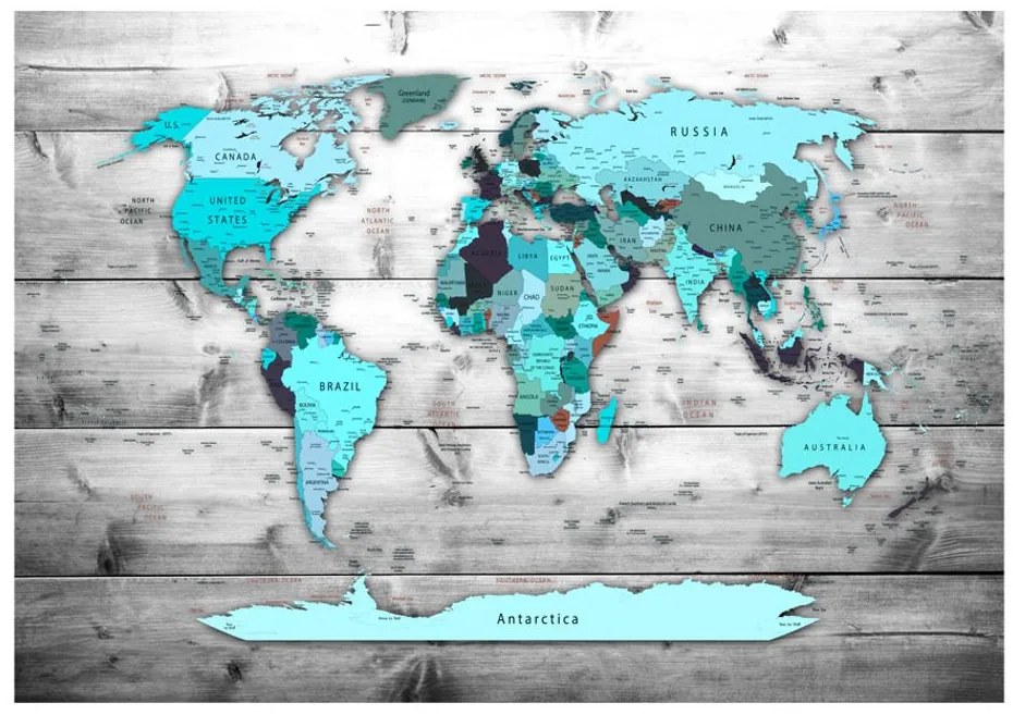Αυτοκόλλητη ταπετσαρία τιρκουάζ παγκόσμιος χάρτης