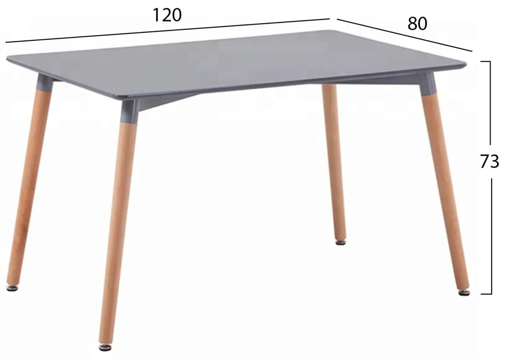 Σετ τραπεζαρίας C11330.10 5τμχ με Τραπέζι MINIMAL 120x80x73εκ. & Καρέκλες LEONARDO Γκρί