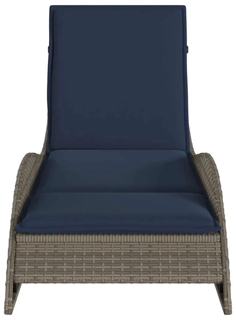 vidaXL Ξαπλώστρα με Μαξιλάρι Γκρι 60 x 205 x 73 εκ. από Συνθετικό Ρατάν