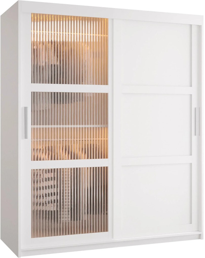 Ντουλάπα Flutes III 150 Συρόμενη-Λευκό