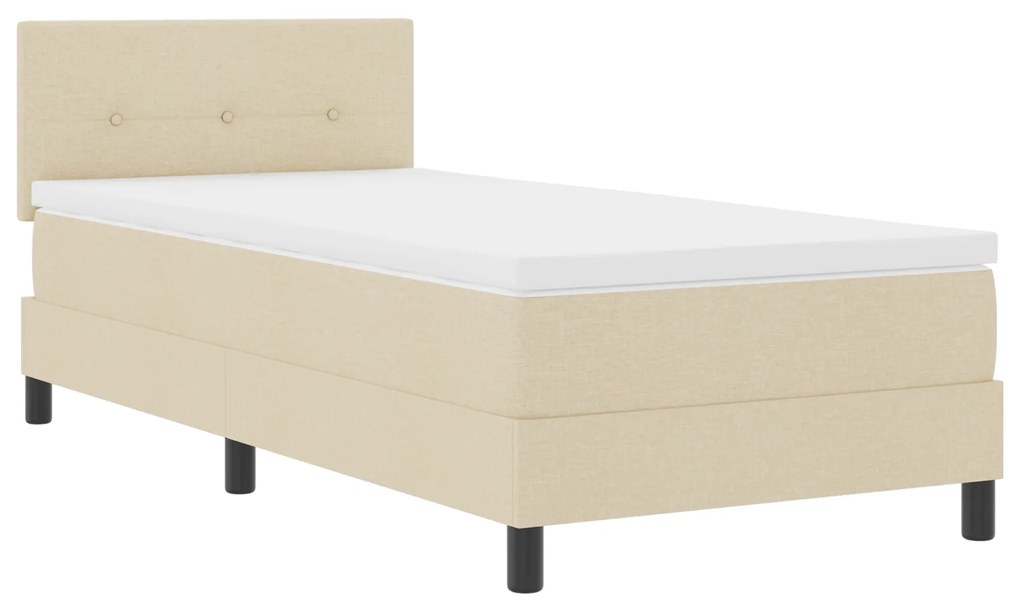 vidaXL Box Spring Bed της με Στρώμα & LED Μπεζ 100x200 εκ. Ύφασμα