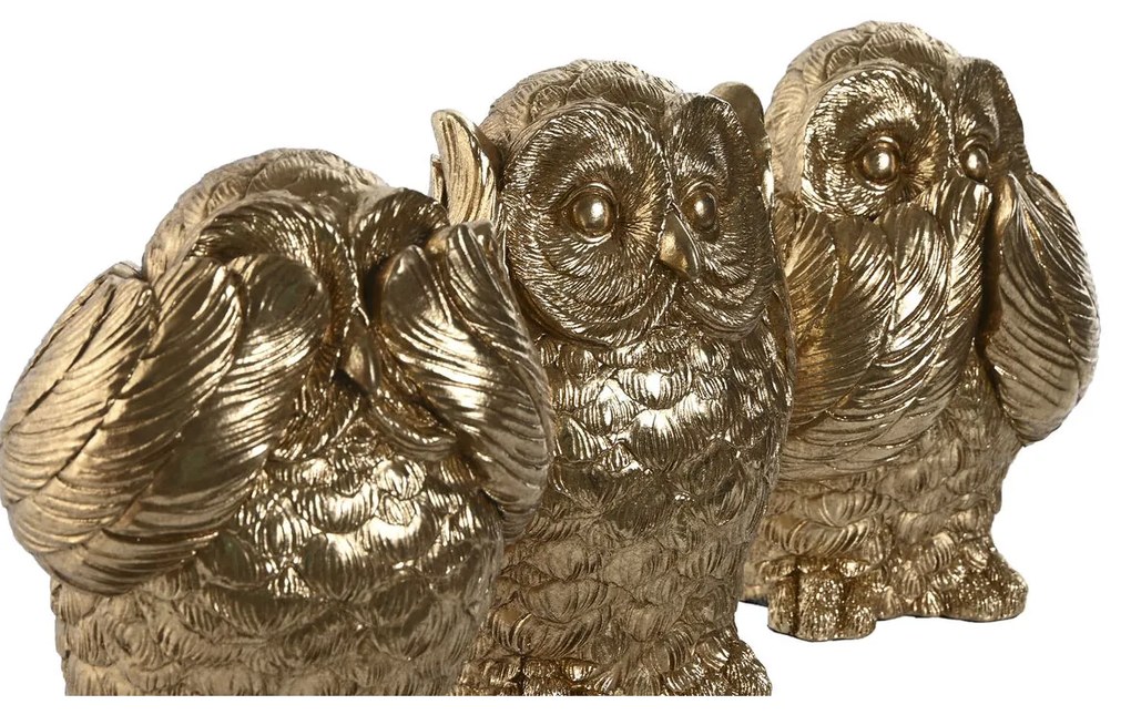 Διακοσμητική Φιγούρα Home ESPRIT Χρυσό Κουκουβάγια 11 x 11 x 15 cm (3 Μονάδες)