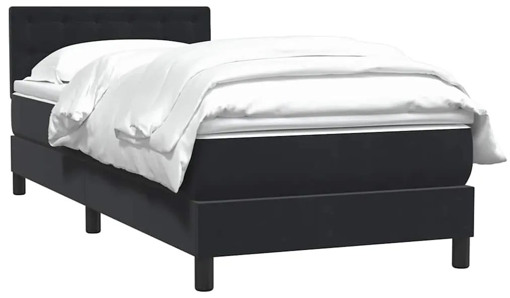 vidaXL Κρεβάτι Boxspring με Στρώμα Μαύρο 90x210 εκ. Βελούδινο
