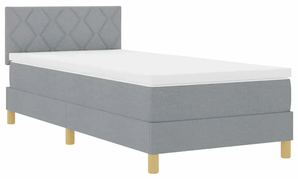 vidaXL Κρεβάτι box spring με στρώμα Ανοιχτό γκρι 100 x 200 cm ύφασμα