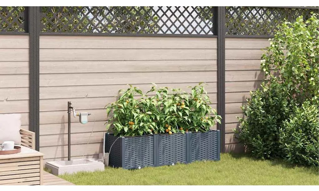 vidaXL Ζαρντινιέρες κήπου Ανοιχτό γκρι 120 x 40 x 37.5 cm Ατσάλι