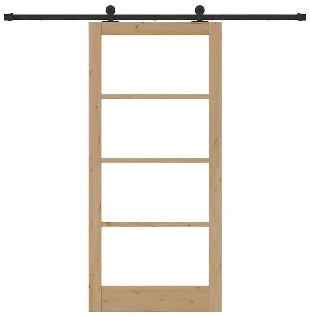 vidaXL Συρόμενη Πόρτα Χειροκίνητος Καφέ 93 x 202 cm Ξύλο και μέταλλο