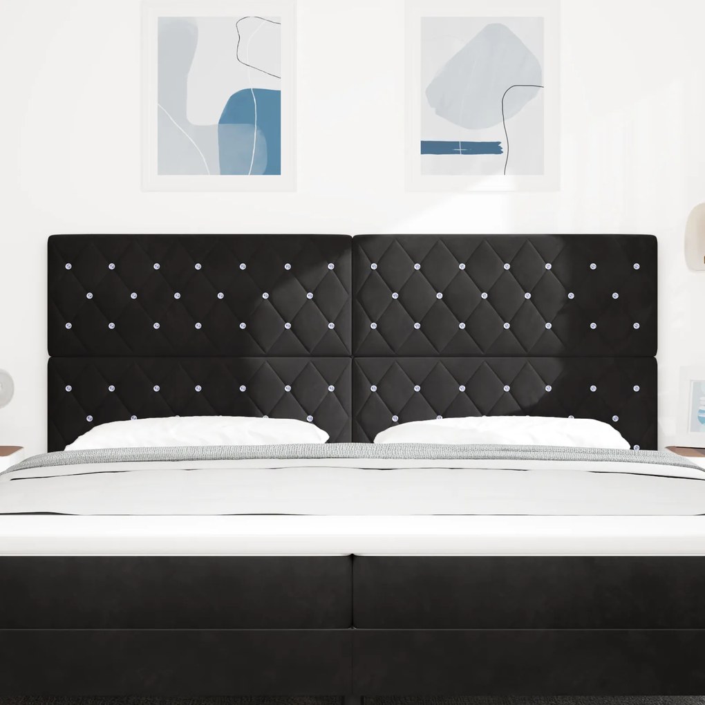 vidaXL LED Κεφαλή Μαύρη 100 εκ Βελούδινη