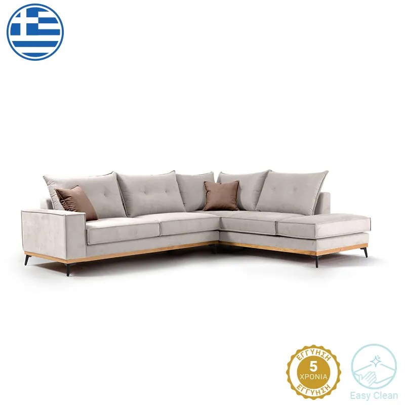 Intrahome Γωνιακός καναπές αριστερή γωνία ZAGROSINA Intrahome ύφασμα cream-mocha 290x235x95εκ | SKU: INTRAPA-279111126