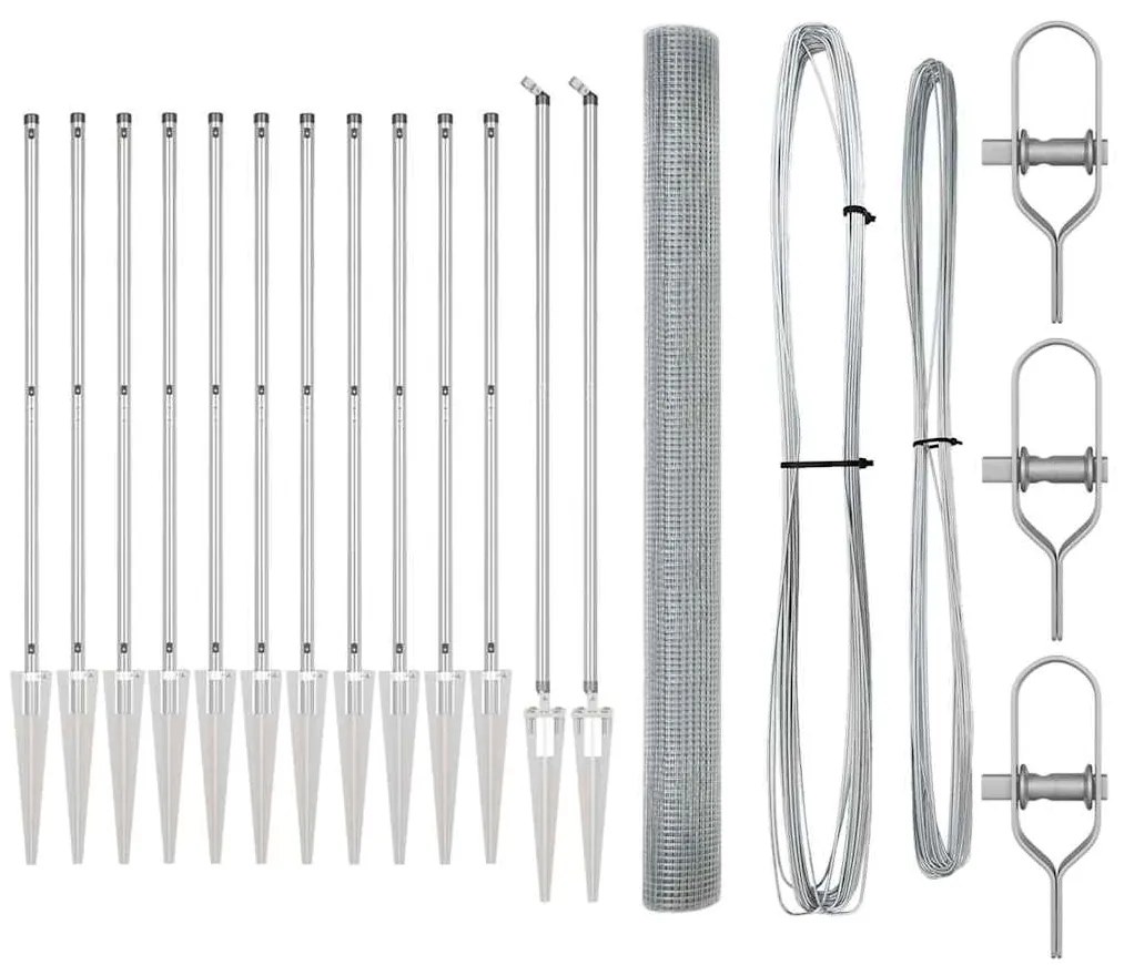 vidaXL Στύλος Περιφράξεων Ασημί 25 x 1,5 μ (12 x 12 mm πλέγμα) Ατσάλι