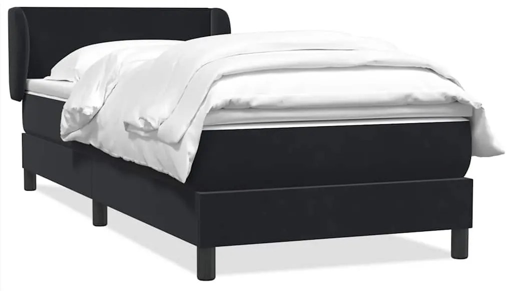 vidaXL Κρεβάτι Boxspring με Στρώμα Μαύρο 90x220 εκ. Βελούδινο