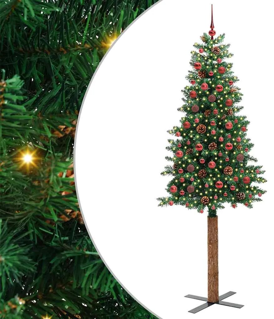 vidaXL Λεπτό Χριστουγεννιάτικο Δέντρο με 300 LED Πράσινο 210 cm