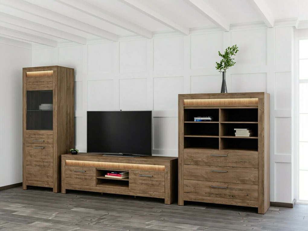 Βιβλιοθήκη Boston CT107, Με συρτάρια, Πλαστικοποιημένη μοριοσανίδα, 150x114x45cm, Reveal δρυς
