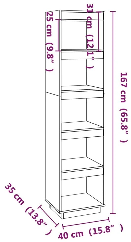 Βιβλιοθήκη/Διαχωριστικό Χώρου  Γκρι 40x35x167 εκ. Μασίφ Πεύκο - Γκρι