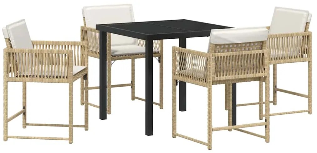 vidaXL Σέτ φαγητού για κήπο 5 pcs Μπεζ συνθετικό ρατάν