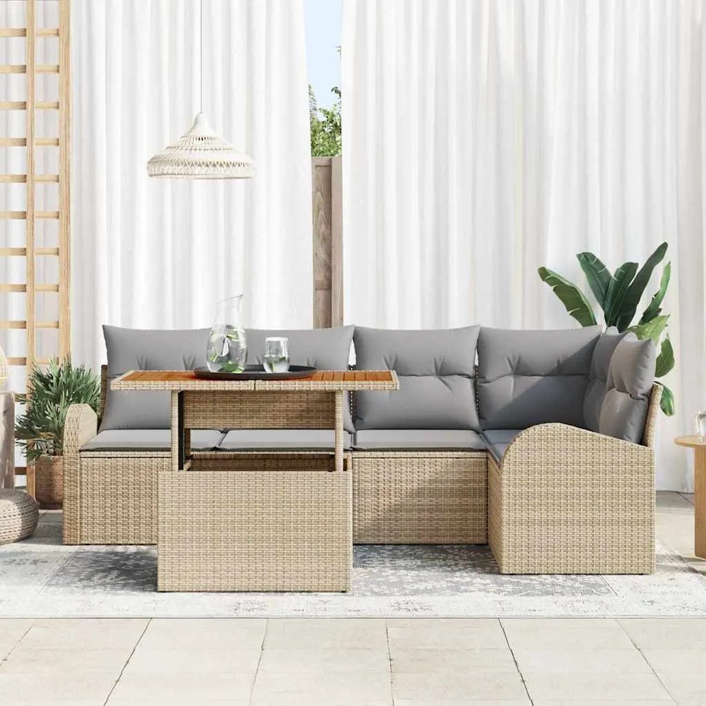 vidaXL Σετ Καναπέ Κήπου 6 pcs μπεζ και ανοιχτό γκρι 100 x 55 x 73 εκ