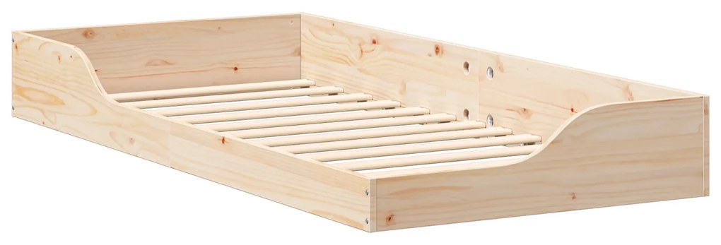 vidaXL Κρεβάτι δαπέδου Καφέ 100 x 200 cm Συμπαγές ξύλο πεύκου