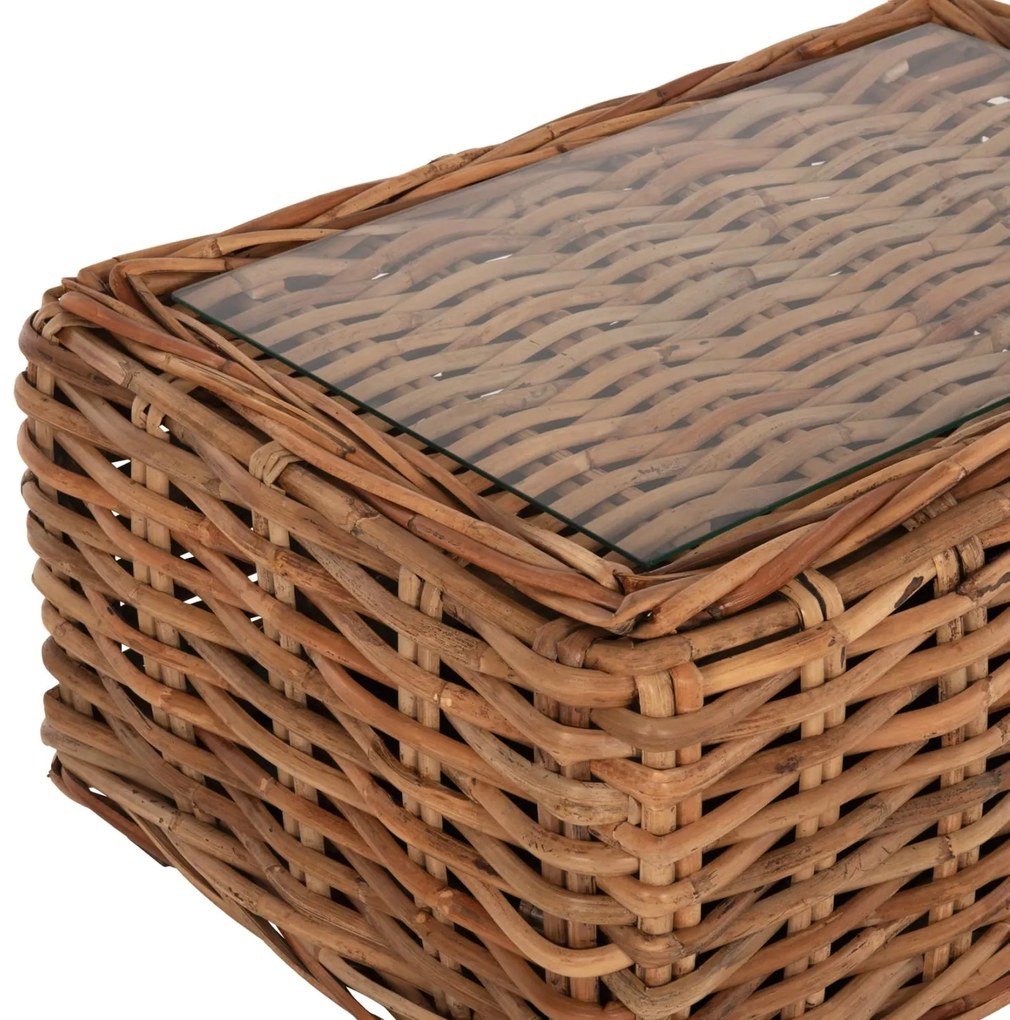 Σετ κήπου Σαλόνι TROPEL 4 τεμ Ξύλο Μαόνι με Φυσικό Rattan &amp; Λευκά Μαξιλάρια