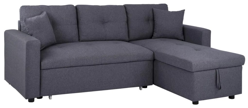 Γωνιακός καναπές - Κρεβάτι WAYNE Ύφασμα Γκρί 224x147x85Υ εκ. 224x147x85 εκ.