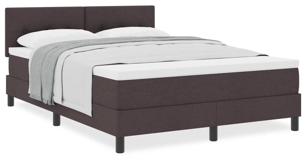 vidaXL Κρεβάτι με Στρώμα Σκούρο Καφέ 140x200 εκ. Ύφασμα