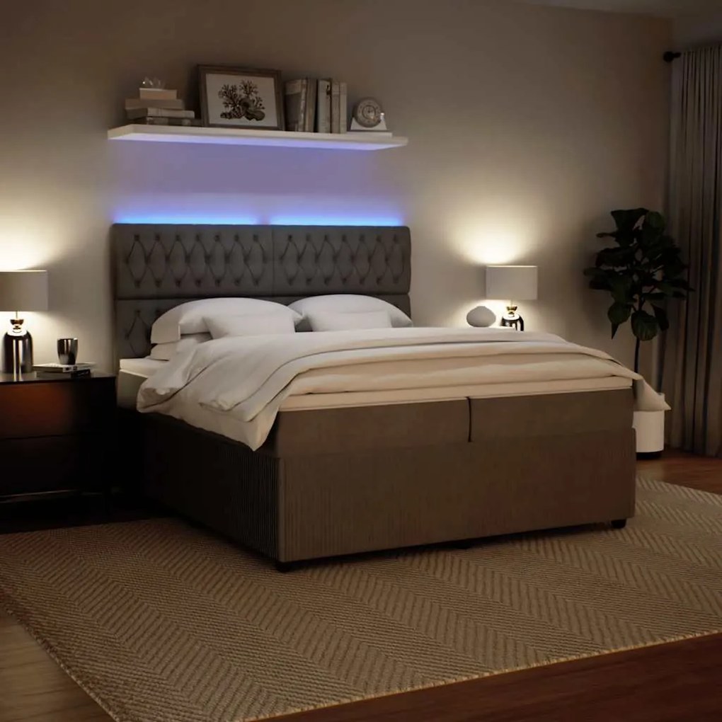 vidaXL Κρεβάτι Boxspring με Στρώμα Ανοιχτό Γκρι 200x200 εκ. Βελούδινο