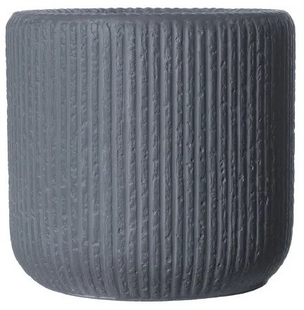 Supergreens Γλάστρα Πήλινη Στρογγυλή "Stripe" Γκρι Σκούρο S 27x27x25 εκ.