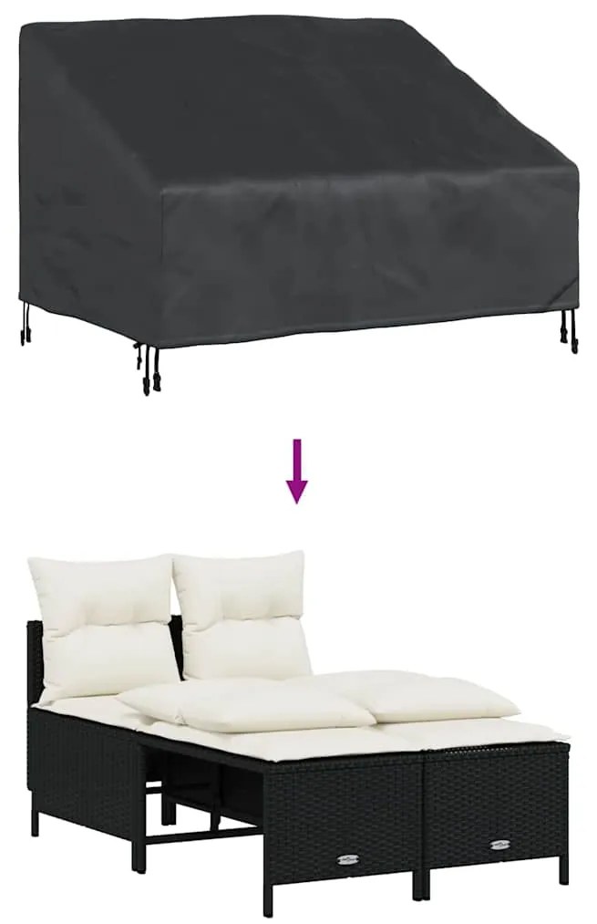 vidaXL Κάλυμμα Παγκάκι Κήπου Μαύρο 130 x 95 x 40 / 80 εκ Ύφασμα 420D