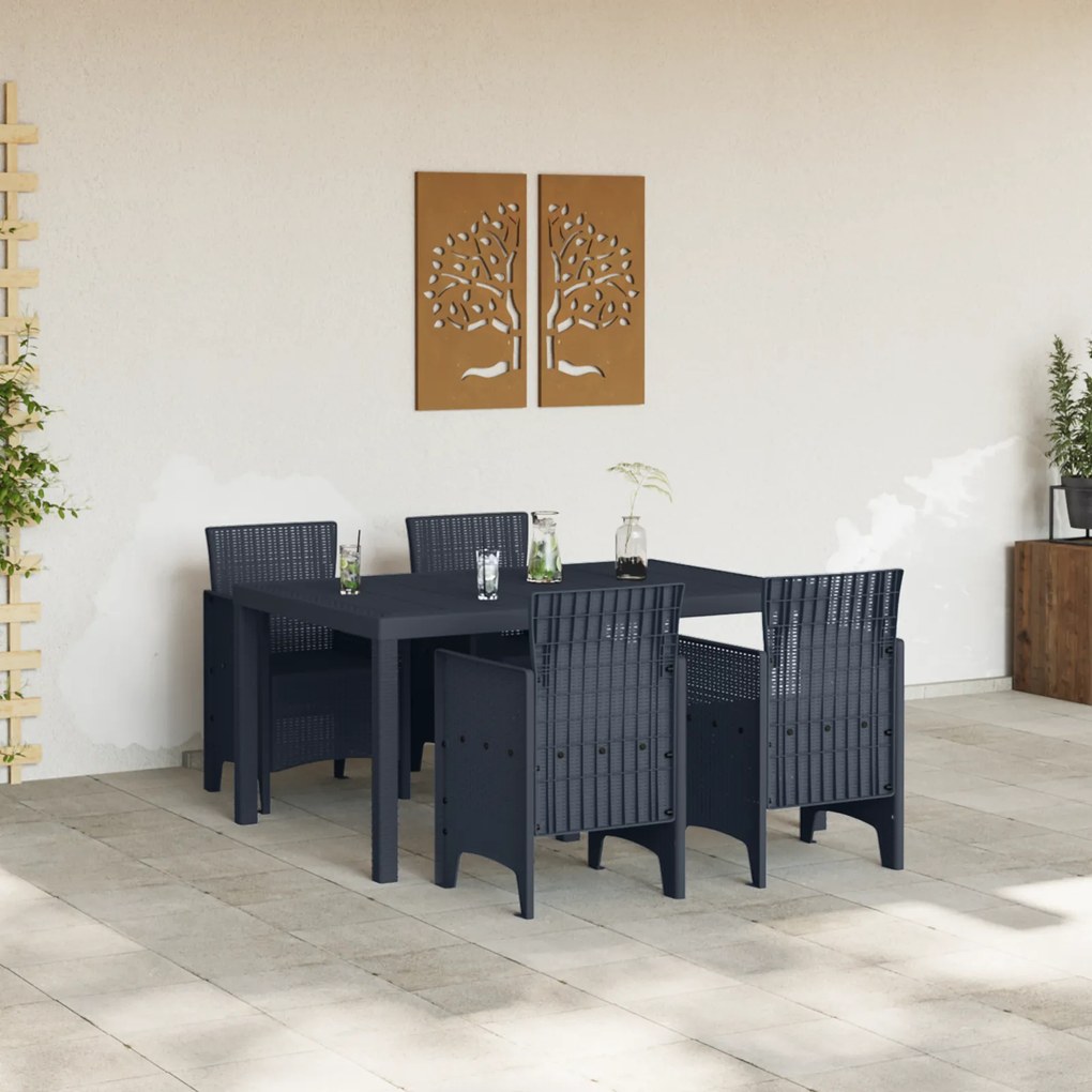 vidaXL Σετ Τραπεζαρίας Κήπου 5 pcs Ανθρακί 150 x 100 x 73 εκ. Πλαστικό