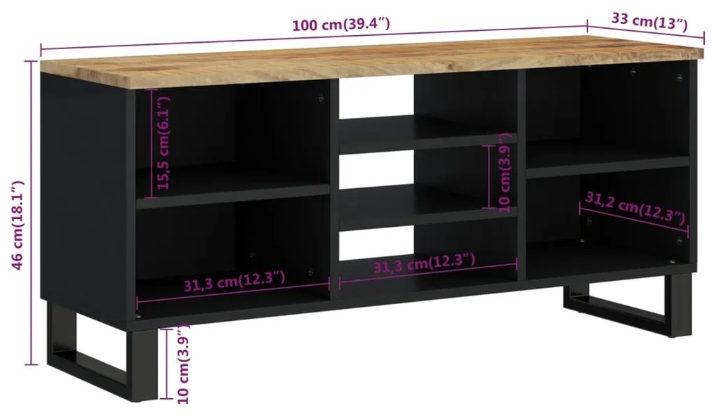 ΈΠΙΠΛΟ ΤΗΛΕΟΡΑΣΗΣ 100X33X46 ΕΚ. ΜΑΣΙΦ ΞΥΛΟ ΜΑΝΓΚΟ &amp; ΕΠΕΞ. ΞΥΛΟ 351966