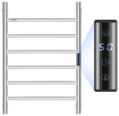 VEVOR 6-Bar Towel Warmer Rack Wall Mounted Heated Towel Rack for Bathroom Silver