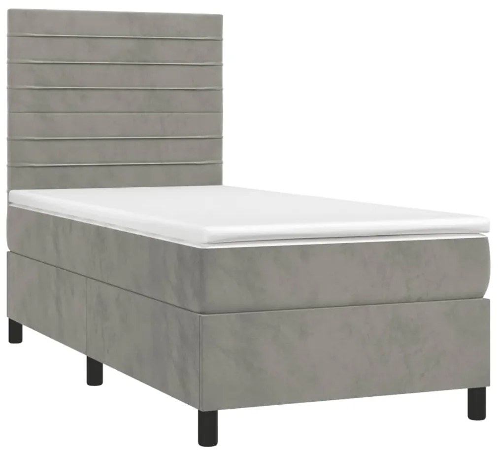 ΚΡΕΒΑΤΙ BOXSPRING ΜΕ ΣΤΡΩΜΑ ΑΝΟΙΧΤΟ ΓΚΡΙ 90X190 ΕΚ. ΒΕΛΟΥΔΙΝΟ 3143055