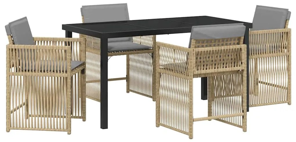 vidaXL Σέτ φαγητού για κήπο 5 pcs Μπεζ συνθετικό ρατάν