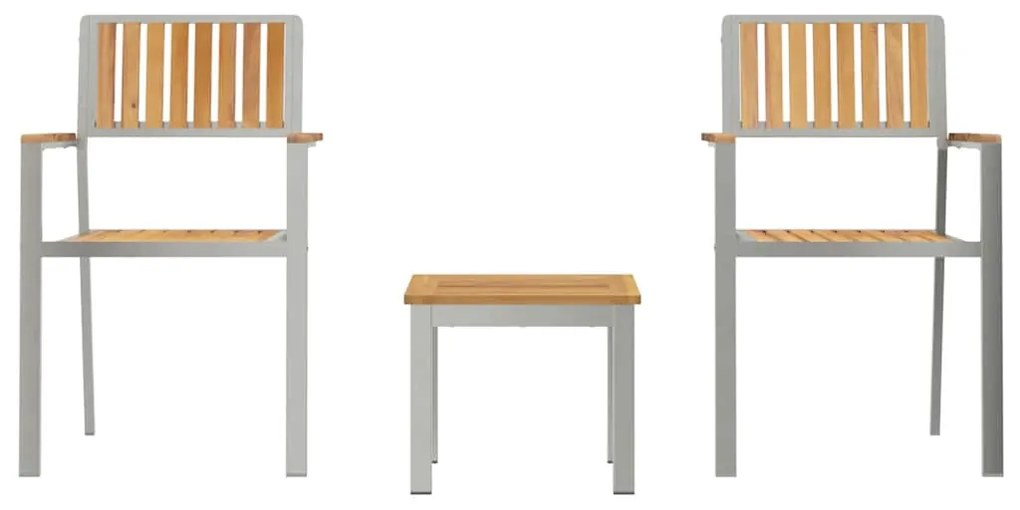 vidaXL Σέτ φαγητού για κήπο 3 pcs Καφέ Στερεό Ξύλο Τίκ