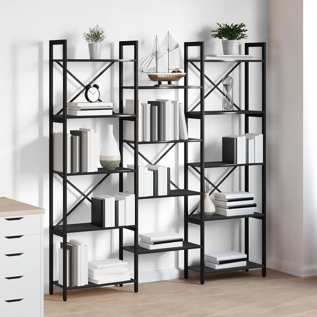 vidaXL Ράφι Βιβλίων Μαύρη δρυς 156 x 25 x 167.5 εκ Επεξεργασμένο ξύλο