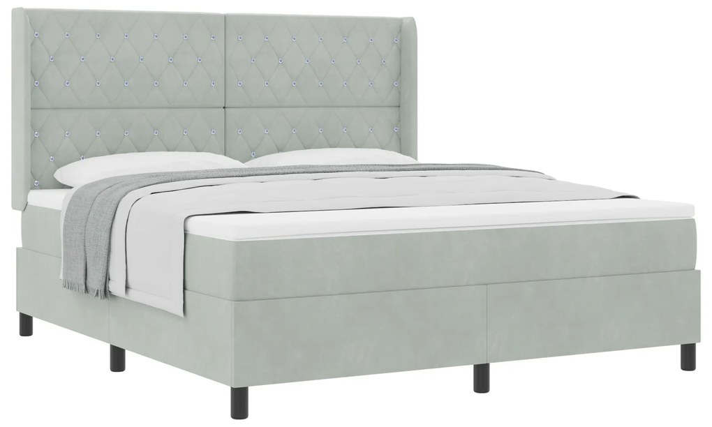 vidaXL Κρεβάτι με Στρώμα Light Grey 180x200 cm Βελούδο