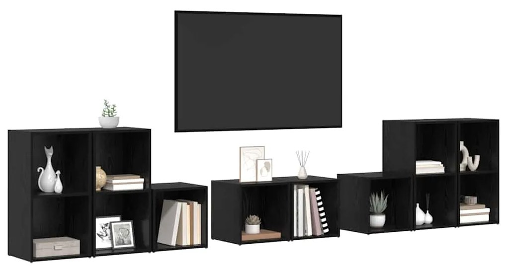 vidaXL ΣΕΤ ΒΑΘΜΟΛΟΓΗΣΗΣ ΤΗΛΕΟΡΑΣΗΣ 8 pcs Μαύρη Οξυά 37 x 35 x 72 εκ.