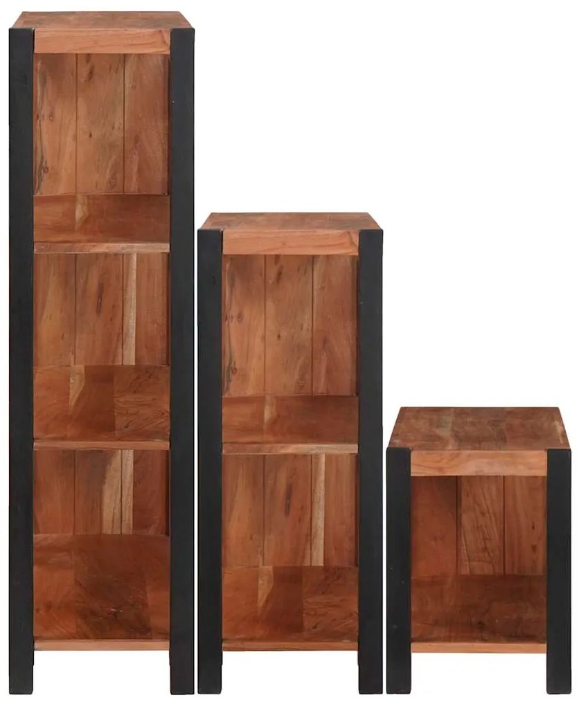 vidaXL Ράφι Βιβλίων 3 pcs Καφέ 80 x 30 x 110 εκ Μασίφ ξύλο ακακίας